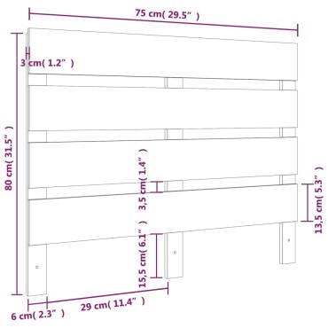 vidaXL Κεφαλάρι Κρεβατιού Μαύρο 75x3x80cm από Μασίφ Ξύλο Πεύκου 1 τεμ.