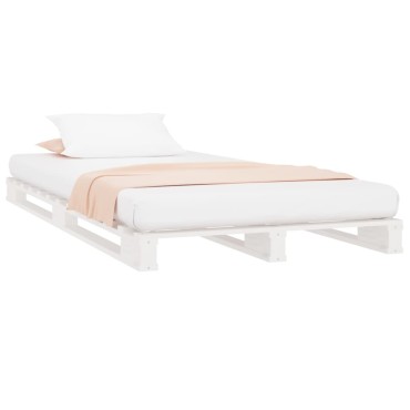 820387 vidaXL Καναπές από Παλέτες Άσπρο 100x200cm Μασίφ Ξύλο Πεύκου - Μονό