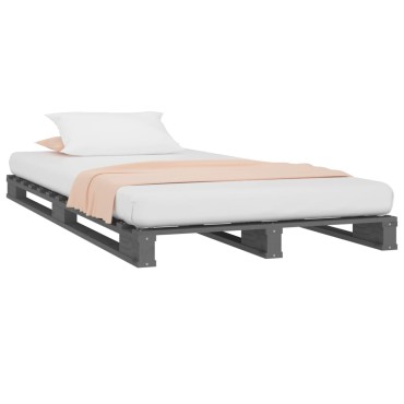 820387 vidaXL Καναπές από Παλέτες Γκρι 100x200cm Μασίφ Ξύλο Πεύκου - Μονό