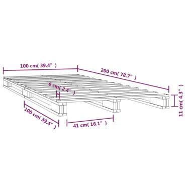 820387 vidaXL Καναπές από Παλέτες Γκρι 100x200cm Μασίφ Ξύλο Πεύκου - Μονό