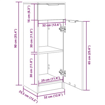 vidaXL Ντουλάπι Μπάνιου Λευκό 32x33,5x90cm Επεξεργασμένο Ξύλο 1 τεμ.