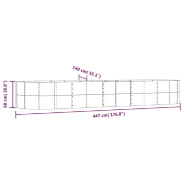 vidaXL Ζαρντινιέρα Ασημί 447x140x68 εκ. Ατσάλι με Ηλεκτρ. Βαφή Πούδρας