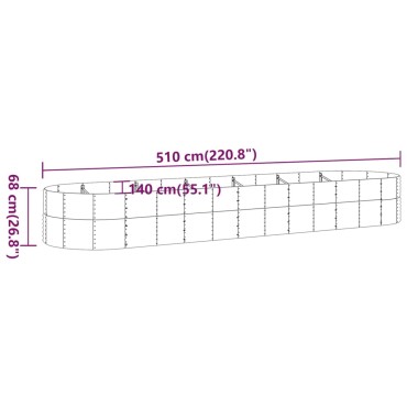 vidaXL Ζαρντινιέρα Ασημί 510x140x68 εκ. Ατσάλι με Ηλεκτρ. Βαφή Πούδρας