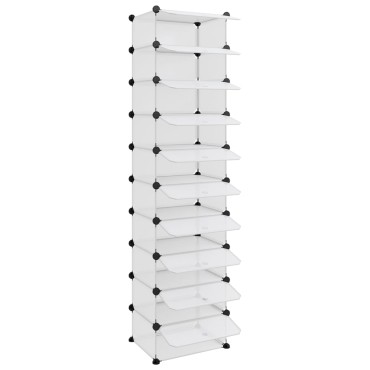 vidaXL Παπουτσοθήκη Διαφανής 44x32x174cm από Πολυπροπυλένιο