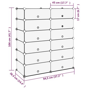 vidaXL Παπουτσοθήκη Διαφανής 94,5x36,5x106cm από Πολυπροπυλένιο