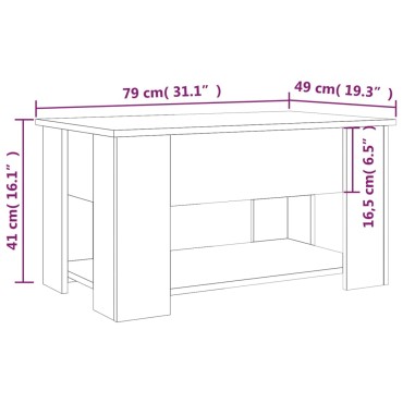 vidaXL Τραπεζάκι Σαλονιού Μαύρο 79x49x41cm Επεξεργασμένο Ξύλο 1 τεμ.