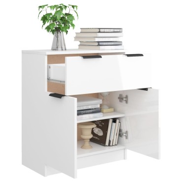 vidaXL Ντουλάπι Γυαλιστερό Λευκό 60x30 x70cm Επεξεργασμένο Ξύλο 1 τεμ.