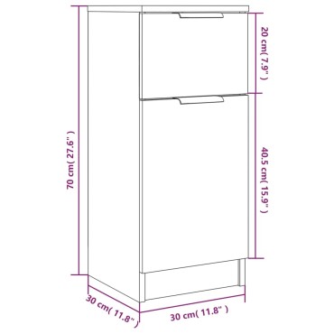 vidaXL Μπουφές Λευκά 30x30x70cm από Επεξεργασμένο Ξύλο 1 τεμ.