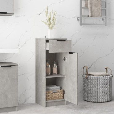 vidaXL Ντουλάπι Μπάνιου Γκρι Σκυροδέματος 32x34x90cm Επεξεργ. Ξύλο 1 τεμ.