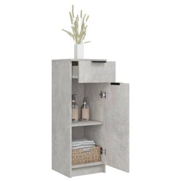 vidaXL Ντουλάπι Μπάνιου Γκρι Σκυροδέματος 32x34x90cm Επεξεργ. Ξύλο 1 τεμ.