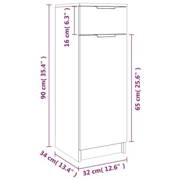 vidaXL Ντουλάπι Μπάνιου Γκρι Σκυροδέματος 32x34x90cm Επεξεργ. Ξύλο 1 τεμ.