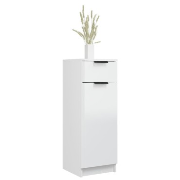 vidaXL Ντουλάπι Μπάνιου Γυαλιστερό Λευκό 32x34x90cm Επεξεργ. Ξύλο 1 τεμ.