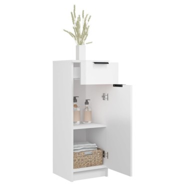 vidaXL Ντουλάπι Μπάνιου Γυαλιστερό Λευκό 32x34x90cm Επεξεργ. Ξύλο 1 τεμ.