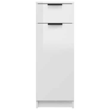 vidaXL Ντουλάπι Μπάνιου Γυαλιστερό Λευκό 32x34x90cm Επεξεργ. Ξύλο 1 τεμ.