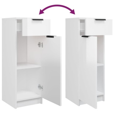 vidaXL Ντουλάπι Μπάνιου Γυαλιστερό Λευκό 32x34x90cm Επεξεργ. Ξύλο 1 τεμ.