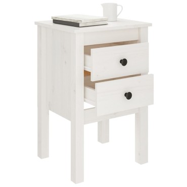 vidaXL Κομοδίνο Λευκό 40x35x61,5cm από Μασίφ Ξύλο Πεύκου 1 τεμ.