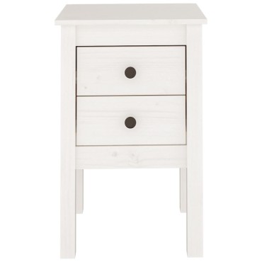vidaXL Κομοδίνο Λευκό 40x35x61,5cm από Μασίφ Ξύλο Πεύκου 1 τεμ.