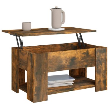 vidaXL Τραπεζάκι Σαλονιού Καπνιστή Δρυς 79x49x41cm Επεξεργασμ. Ξύλο 1 τεμ.