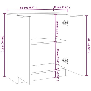 vidaXL Ντουλάπια 2 τεμ. Μαύρα 60x30x70cm Επεξεργασμένο Ξύλο