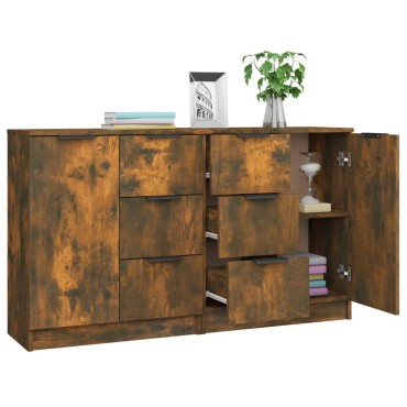 vidaXL Ντουλάπια 2 τεμ. Καπνιστή δρυς 60x30x70cm Επεξεργασμένο Ξύλο
