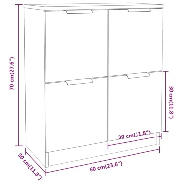 vidaXL Ντουλάπια 2 τεμ. άσπρο 60x30x70cm Επεξεργασμένο Ξύλο
