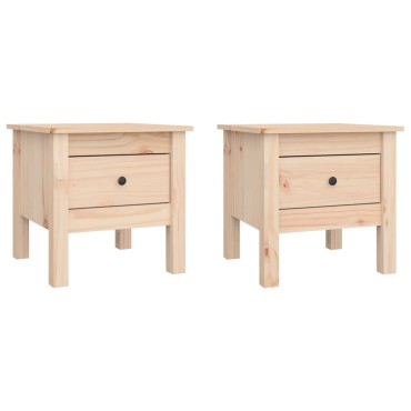 vidaXL Βοηθητικά Τραπέζια 2 τεμ. 40x40x39cm από Μασίφ Ξύλο Πεύκου