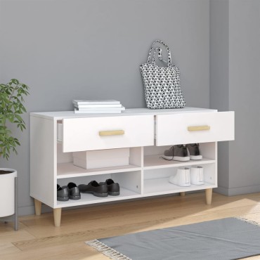 vidaXL Παπουτσοθήκη Λευκή 102x35x55cm από Επεξεργασμένο Ξύλο