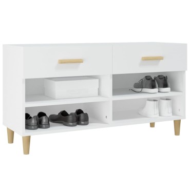 vidaXL Παπουτσοθήκη Λευκή 102x35x55cm από Επεξεργασμένο Ξύλο