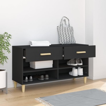 vidaXL Παπουτσοθήκη Μαύρη 102x35x55cm από Επεξεργασμένο Ξύλο