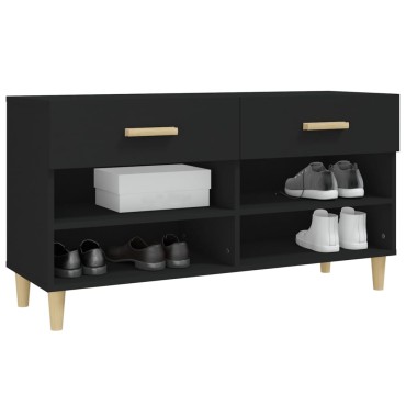 vidaXL Παπουτσοθήκη Μαύρη 102x35x55cm από Επεξεργασμένο Ξύλο