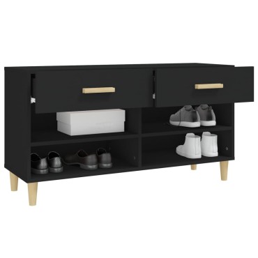 vidaXL Παπουτσοθήκη Μαύρη 102x35x55cm από Επεξεργασμένο Ξύλο