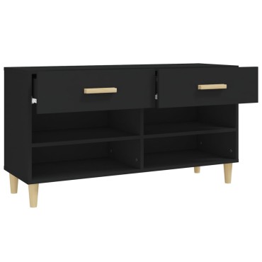 vidaXL Παπουτσοθήκη Μαύρη 102x35x55cm από Επεξεργασμένο Ξύλο