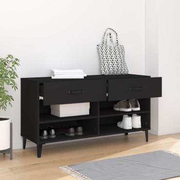 vidaXL Παπουτσοθήκη Μαύρη 102x35x55cm από Επεξεργασμένο Ξύλο