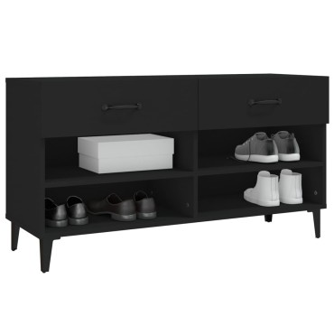 vidaXL Παπουτσοθήκη Μαύρη 102x35x55cm από Επεξεργασμένο Ξύλο