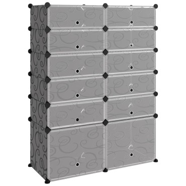vidaXL Παπουτσοθήκη Μαύρη 94x37x125cm από Πολυπροπυλένιο