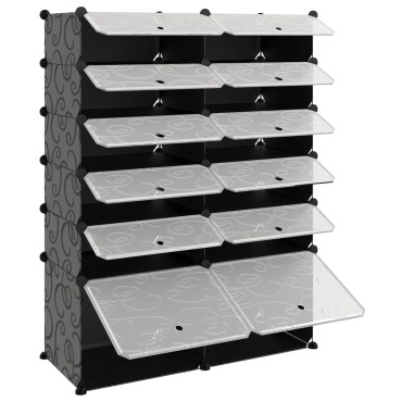 vidaXL Παπουτσοθήκη Μαύρη 94x37x125cm από Πολυπροπυλένιο