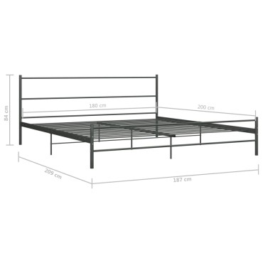 vidaXL Πλαίσιο Κρεβατιού Γκρι 180 x 200 εκ. Μεταλλικό