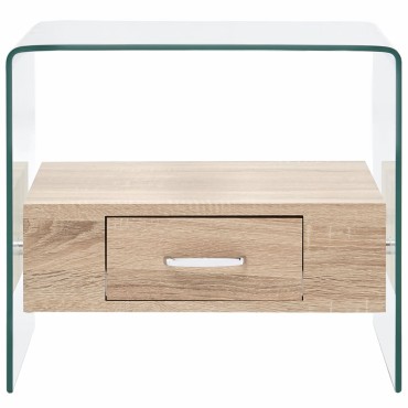 vidaXL Τραπεζάκι Σαλονιού με Συρτάρι 50x50x45cm από Ψημένο Γυαλί 1 τεμ.