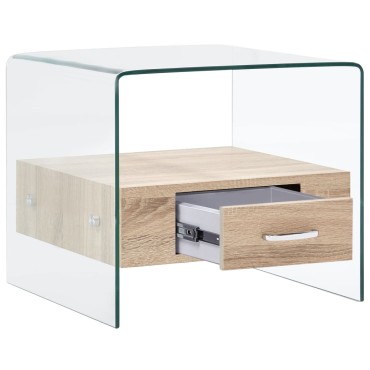 vidaXL Τραπεζάκι Σαλονιού με Συρτάρι 50x50x45cm από Ψημένο Γυαλί 1 τεμ.