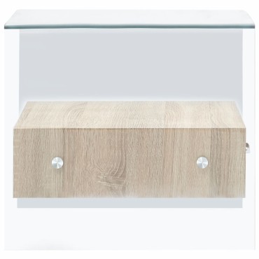 vidaXL Τραπεζάκι Σαλονιού με Συρτάρι 50x50x45cm από Ψημένο Γυαλί 1 τεμ.