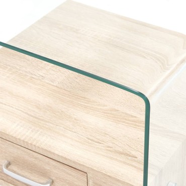 vidaXL Τραπεζάκι Σαλονιού με Συρτάρι 50x50x45cm από Ψημένο Γυαλί 1 τεμ.