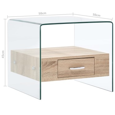 vidaXL Τραπεζάκι Σαλονιού με Συρτάρι 50x50x45cm από Ψημένο Γυαλί 1 τεμ.