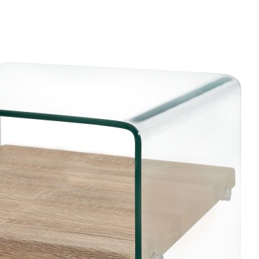 vidaXL Τραπεζάκι Σαλονιού Διάφανο 50x50x45cm από Ψημένο Γυαλί 1 τεμ.