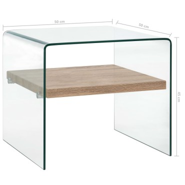 vidaXL Τραπεζάκι Σαλονιού Διάφανο 50x50x45cm από Ψημένο Γυαλί 1 τεμ.
