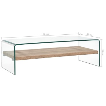 vidaXL Τραπεζάκι Σαλονιού Διάφανο 98x45x31cm από Ψημένο Γυαλί 1 τεμ.