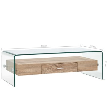 vidaXL Τραπεζάκι Σαλονιού Διάφανο 98x45x31cm από Ψημένο Γυαλί 1 τεμ.