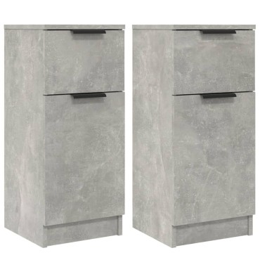 vidaXL Ντουλάπια 2 τεμ. Γκρι Σκυροδέματος 30x30x70cm Επεξεργ. Ξύλο