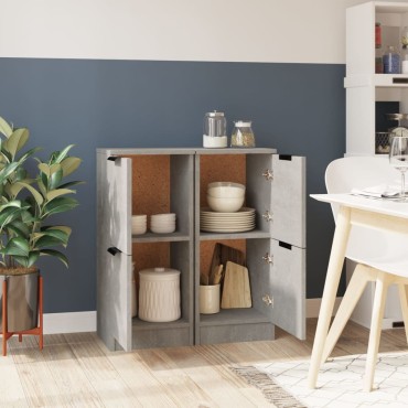 vidaXL Ντουλάπια 2 τεμ. Γκρι Σκυροδέματος 30x30x70cm Επεξεργ. Ξύλο