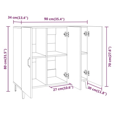vidaXL Ντουλάπι Μαύρο 90x34x80cm από Επεξεργασμένο Ξύλο 1 τεμ.