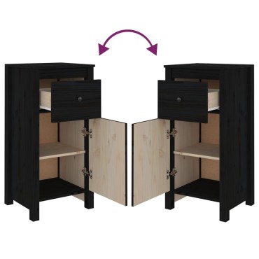 vidaXL Ντουλάπια 2 τεμ. Μαύρα 40x35x80cm από Μασίφ Ξύλο Πεύκου